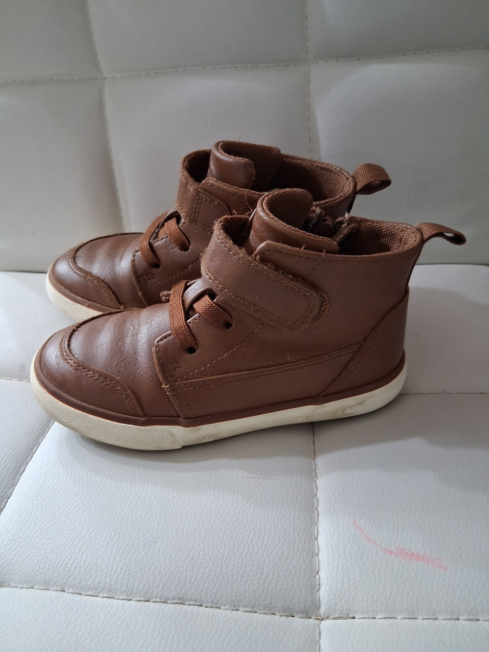 Wonder Nation Brown Kids Velcro Zipper High-Top Shoes Boys Casual Boots Size 9